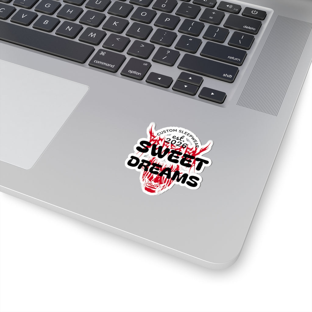 Sweet Dreams Skull Sticker — Red Flame Graphic Kiss-Cut Decal (Custom Sleepwear est. 2026)