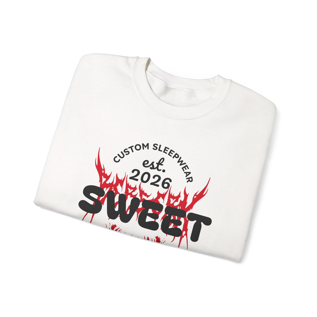 Sweet Dreams Crewneck Sweatshirt — Gothic Flame Skull Graphic