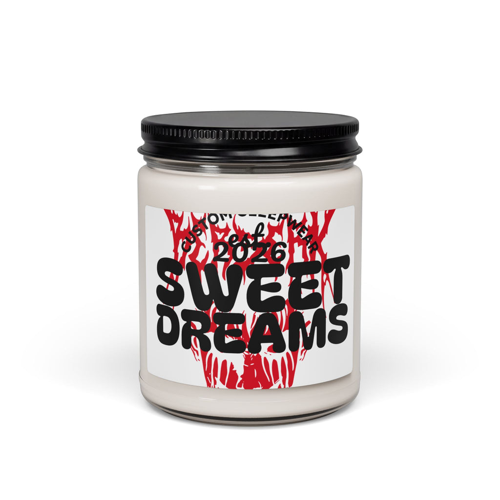 Scented Soy Candle — “Sweet Dreams” 9oz Jar (Bold Red Skull Design)