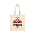 Tote Bag — "Sweet Dreams" Flaming Skull Canvas Tote, Gothic Aesthetic Reusable Shopper