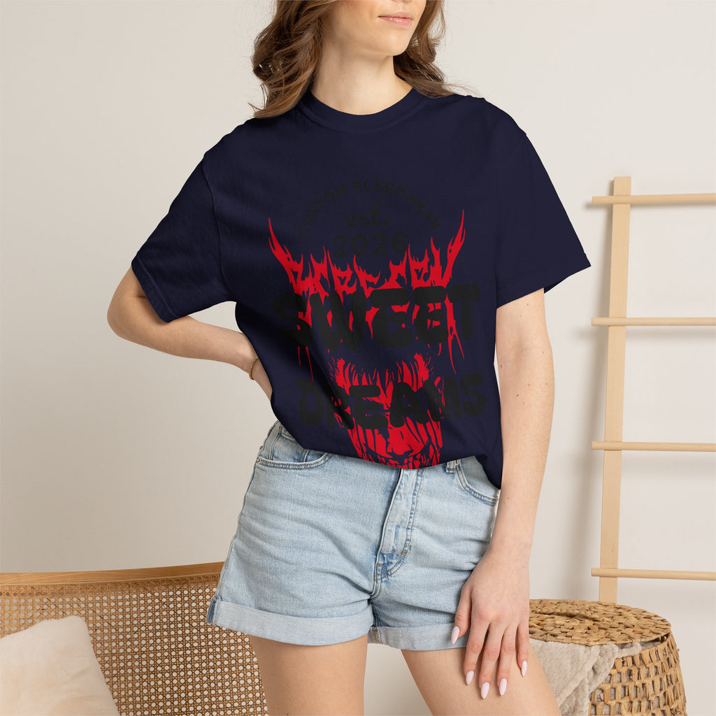 T-Shirt — "Sweet Dreams" Flame Skull Graphic Tee
