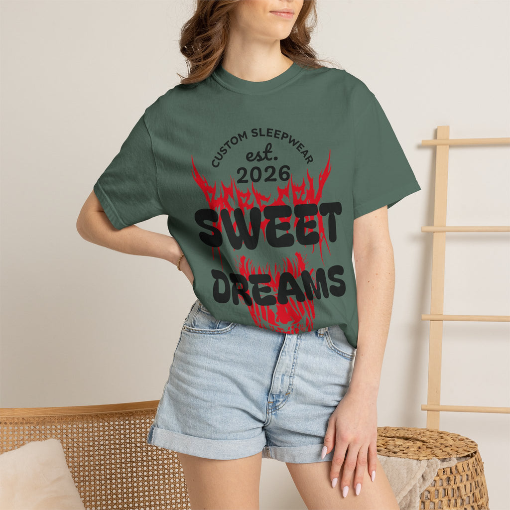 T-Shirt — "Sweet Dreams" Flame Skull Graphic Tee