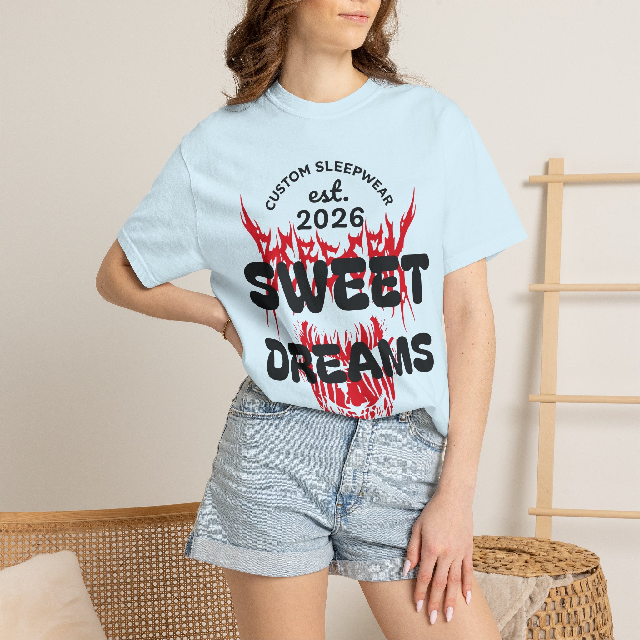 T-Shirt — "Sweet Dreams" Flame Skull Graphic Tee