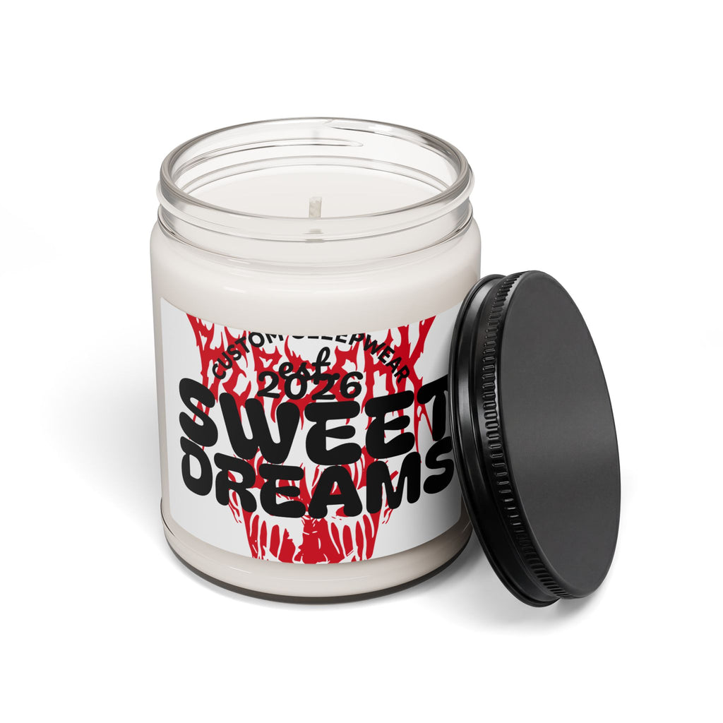 Scented Soy Candle — “Sweet Dreams” 9oz Jar (Bold Red Skull Design)