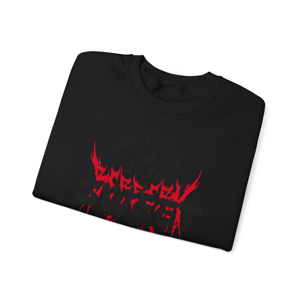 Sweet Dreams Crewneck Sweatshirt — Gothic Flame Skull Graphic