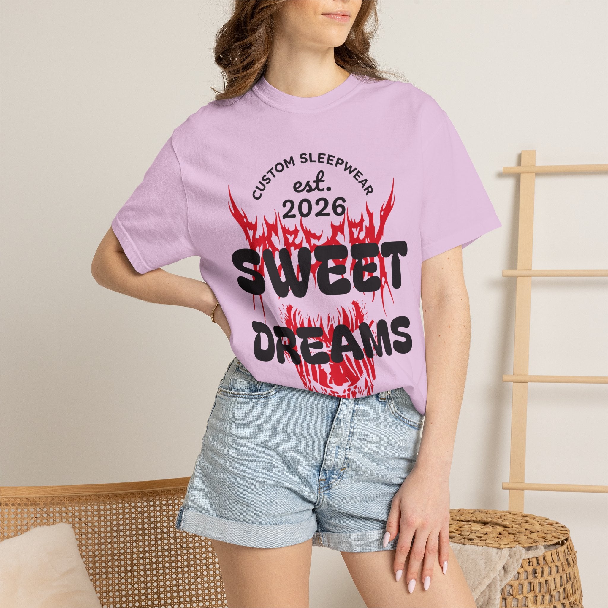 T-Shirt — "Sweet Dreams" Flame Skull Graphic Tee