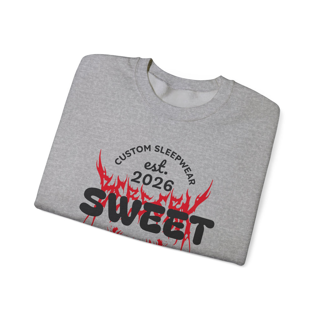 Sweet Dreams Crewneck Sweatshirt — Gothic Flame Skull Graphic