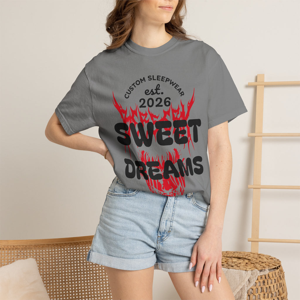 T-Shirt — "Sweet Dreams" Flame Skull Graphic Tee