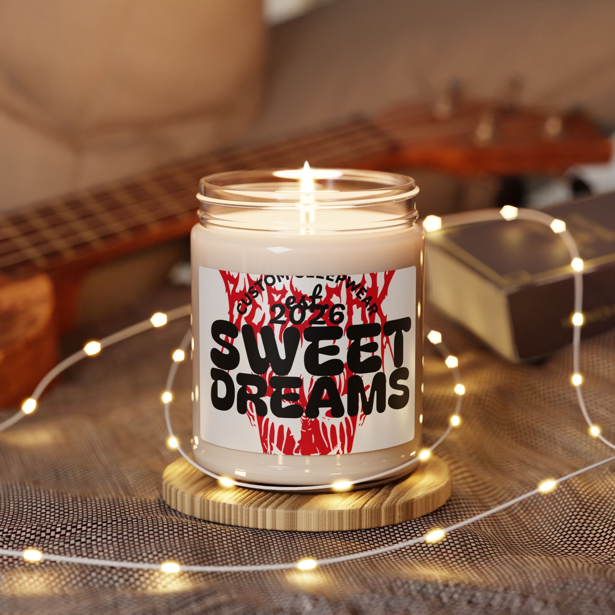 Scented Soy Candle — “Sweet Dreams” 9oz Jar (Bold Red Skull Design)