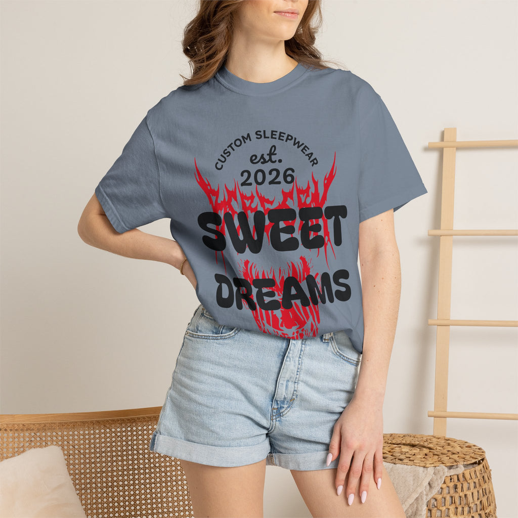 T-Shirt — "Sweet Dreams" Flame Skull Graphic Tee