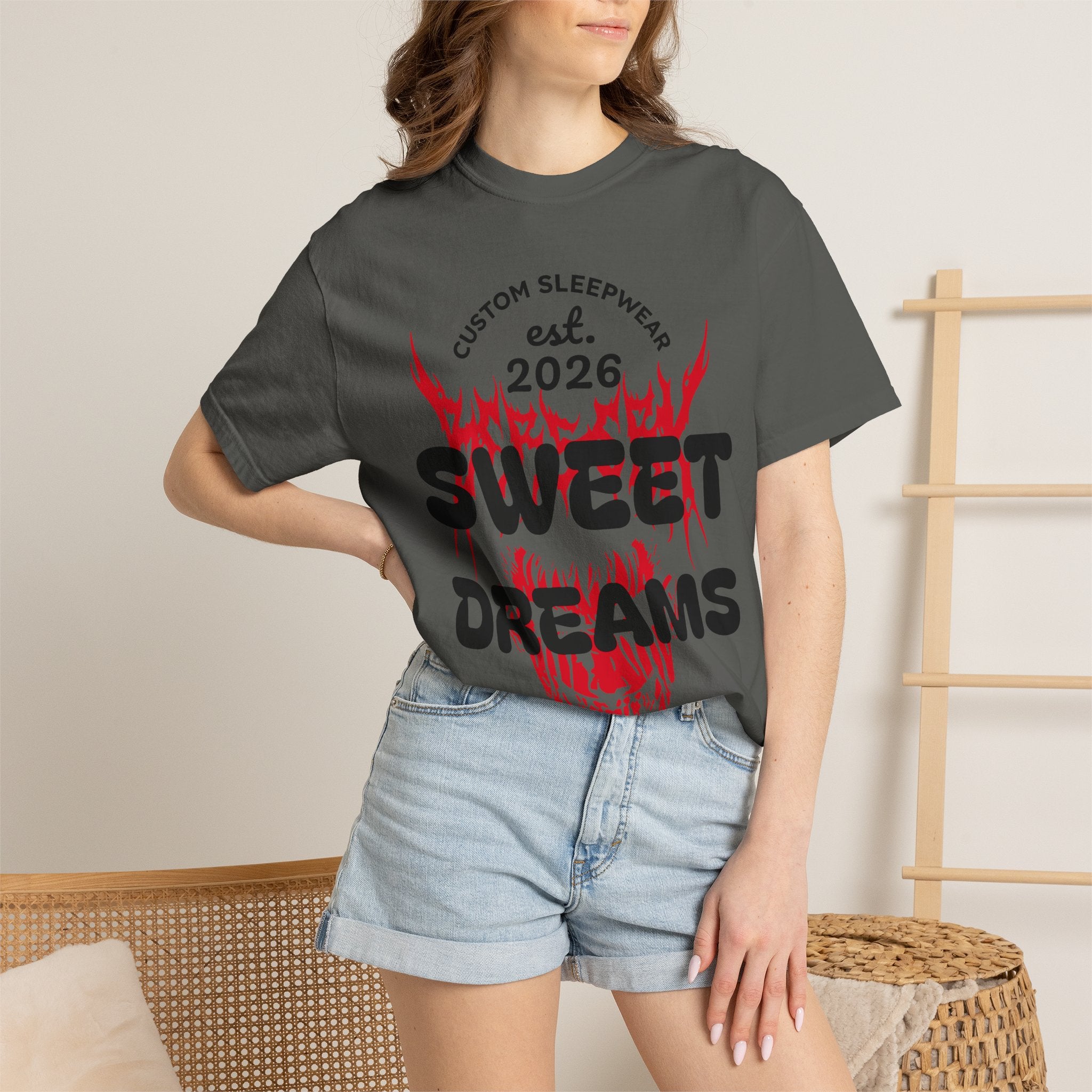 T-Shirt — "Sweet Dreams" Flame Skull Graphic Tee