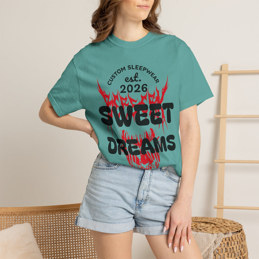 T-Shirt — "Sweet Dreams" Flame Skull Graphic Tee