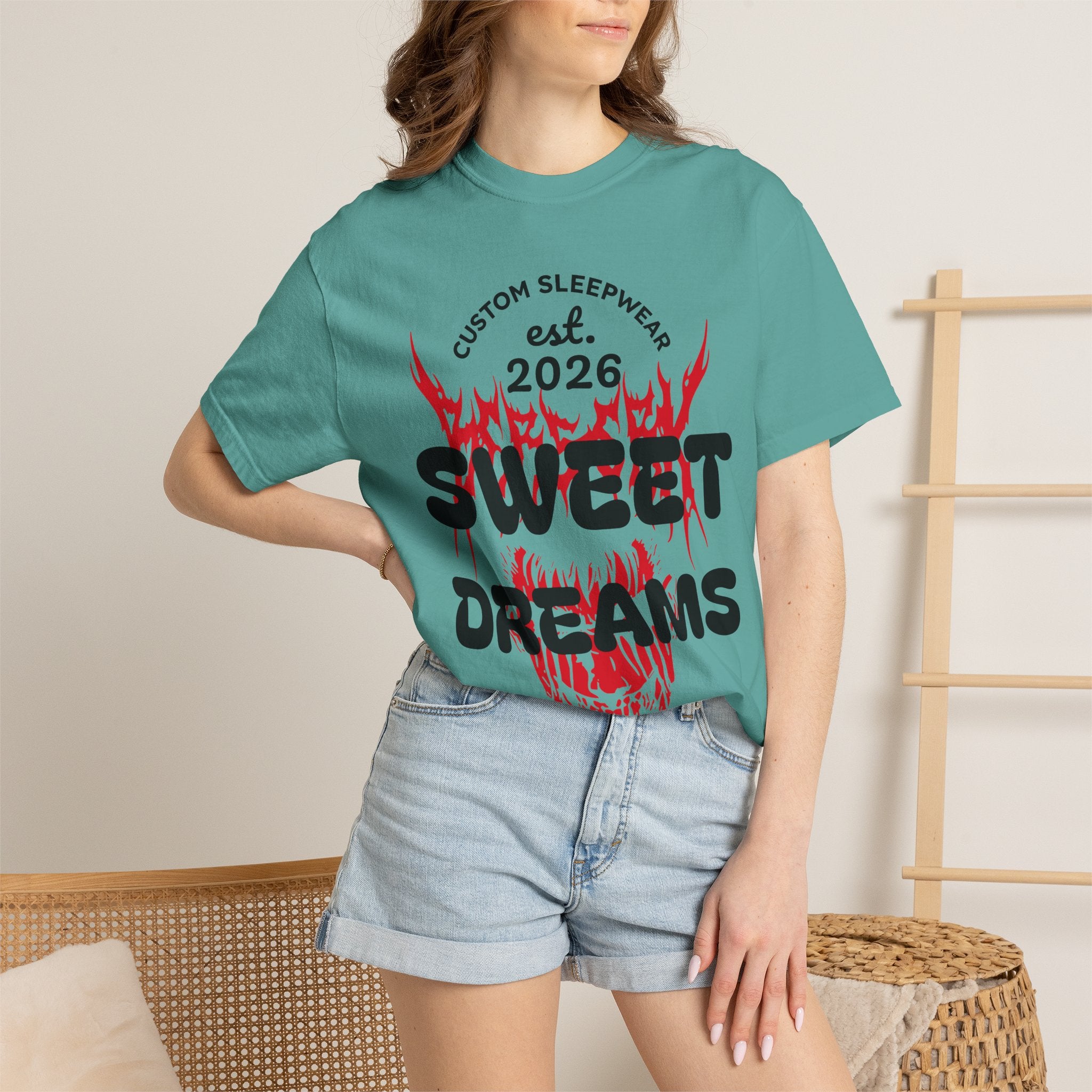 T-Shirt — "Sweet Dreams" Flame Skull Graphic Tee