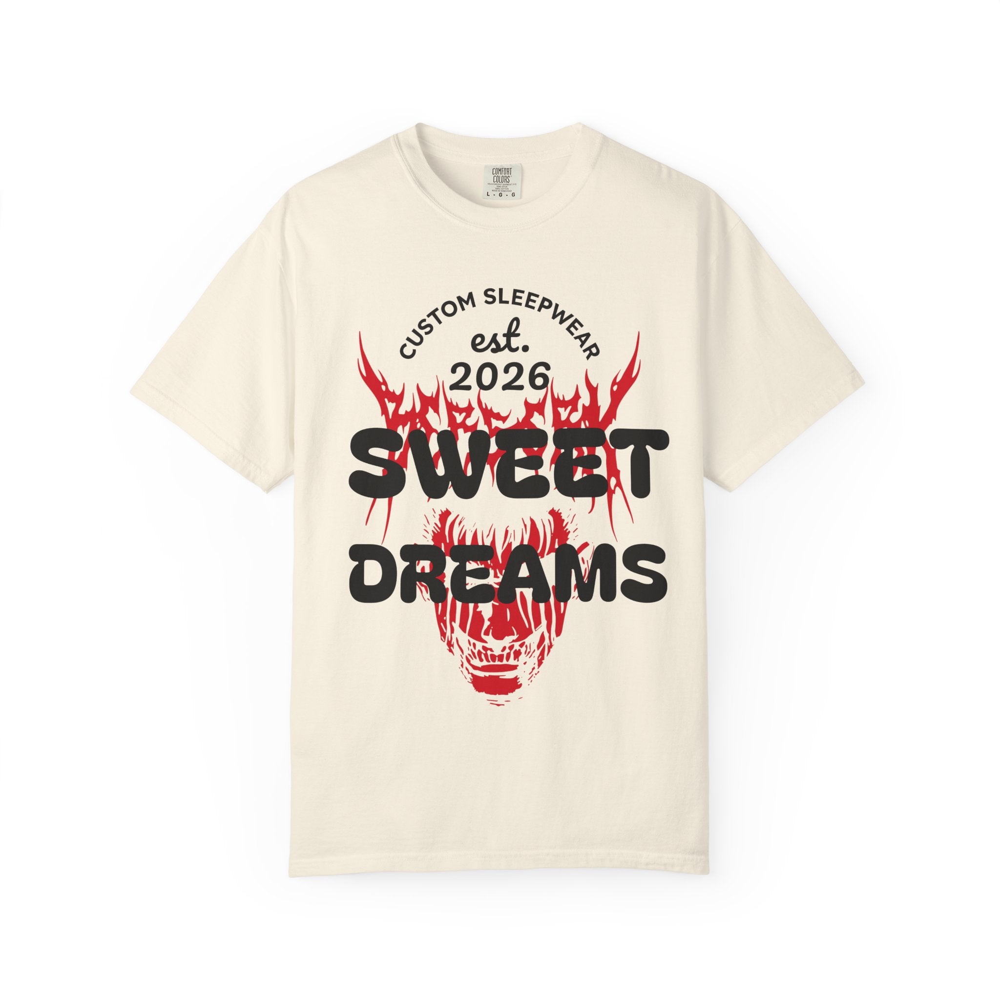 T-Shirt — "Sweet Dreams" Flame Skull Graphic Tee