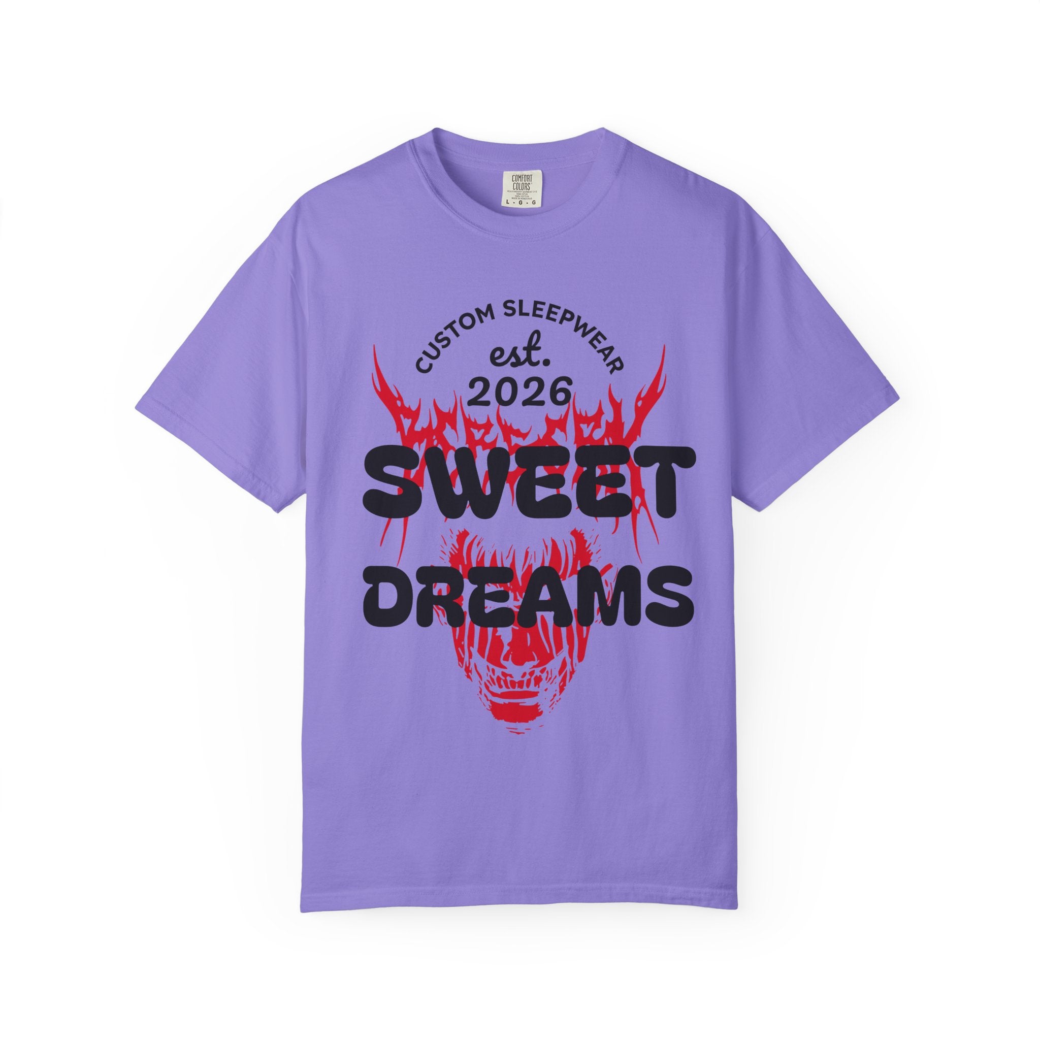 T-Shirt — "Sweet Dreams" Flame Skull Graphic Tee