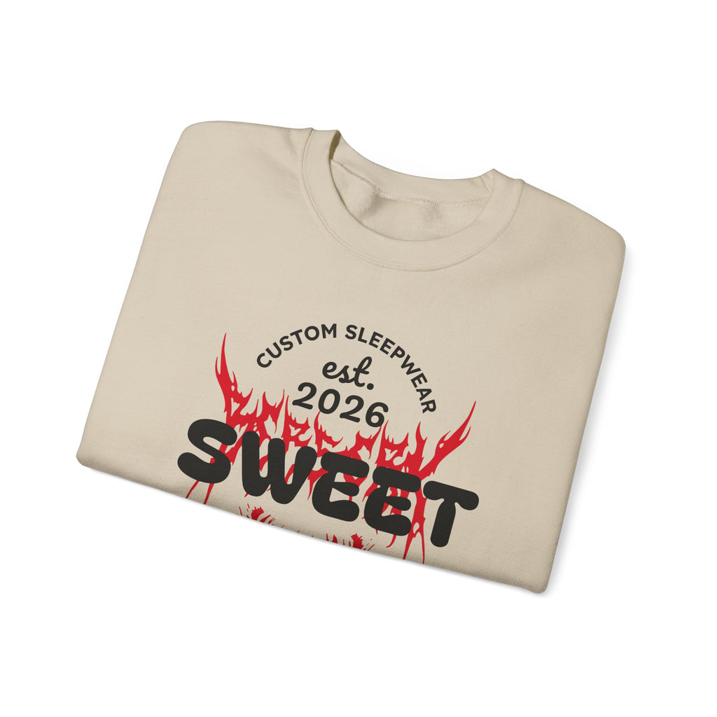 Sweet Dreams Crewneck Sweatshirt — Gothic Flame Skull Graphic