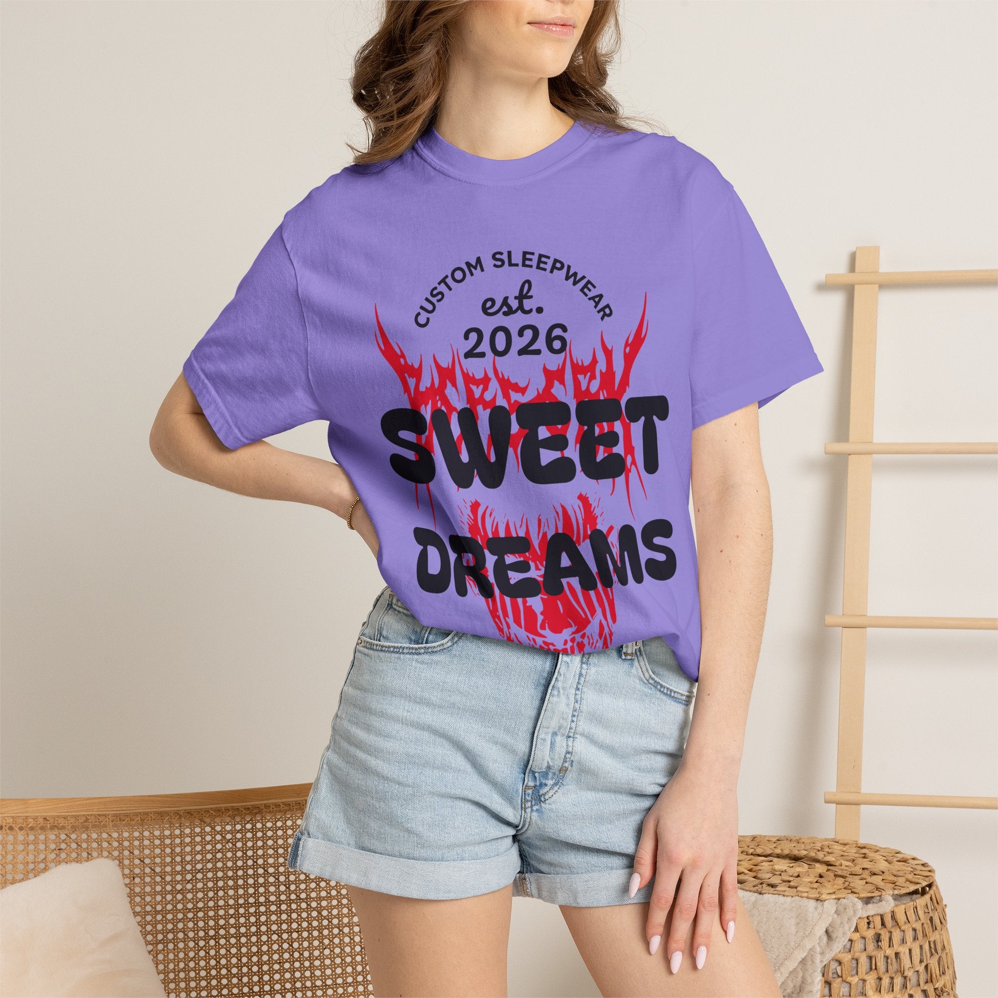 T-Shirt — "Sweet Dreams" Flame Skull Graphic Tee
