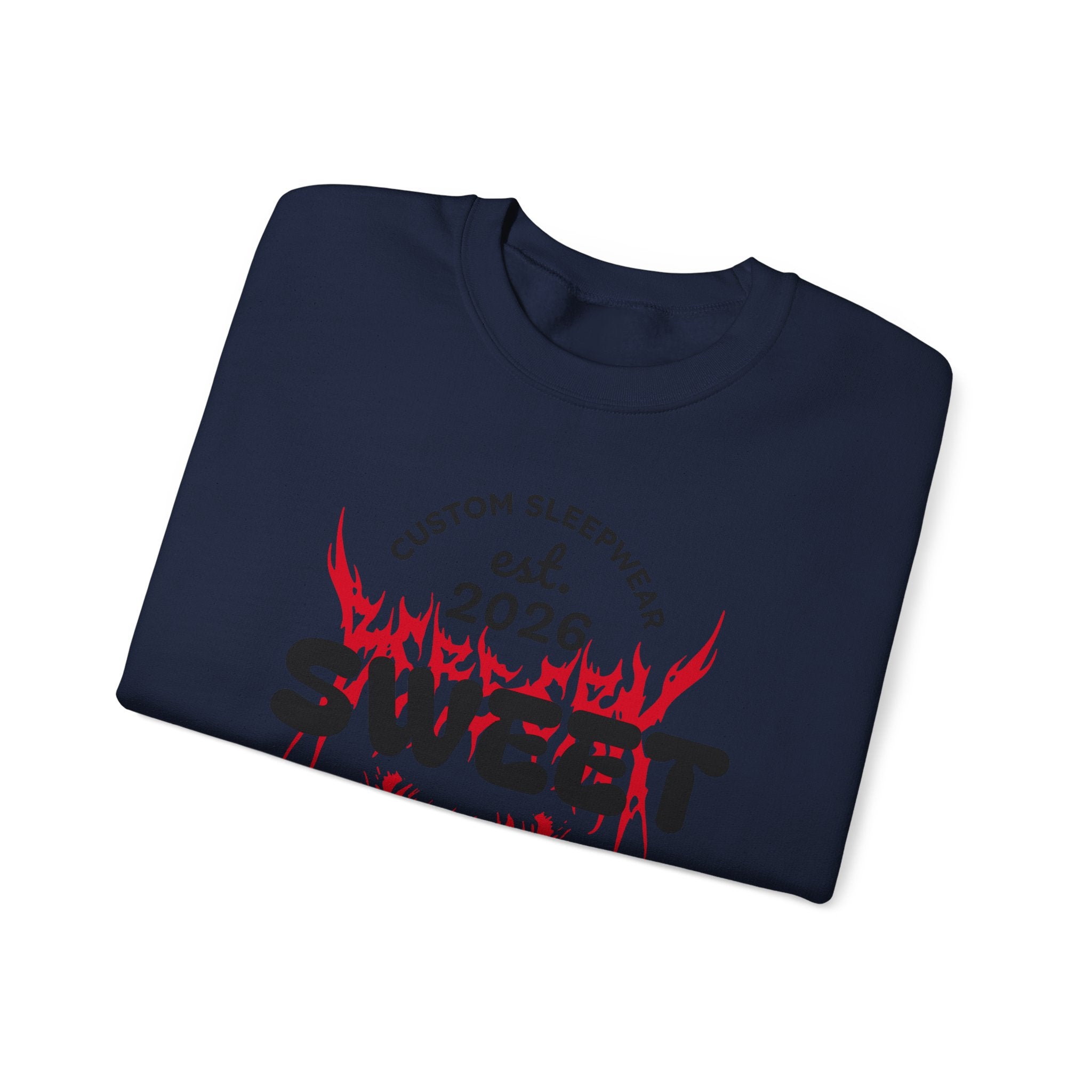 Sweet Dreams Crewneck Sweatshirt — Gothic Flame Skull Graphic